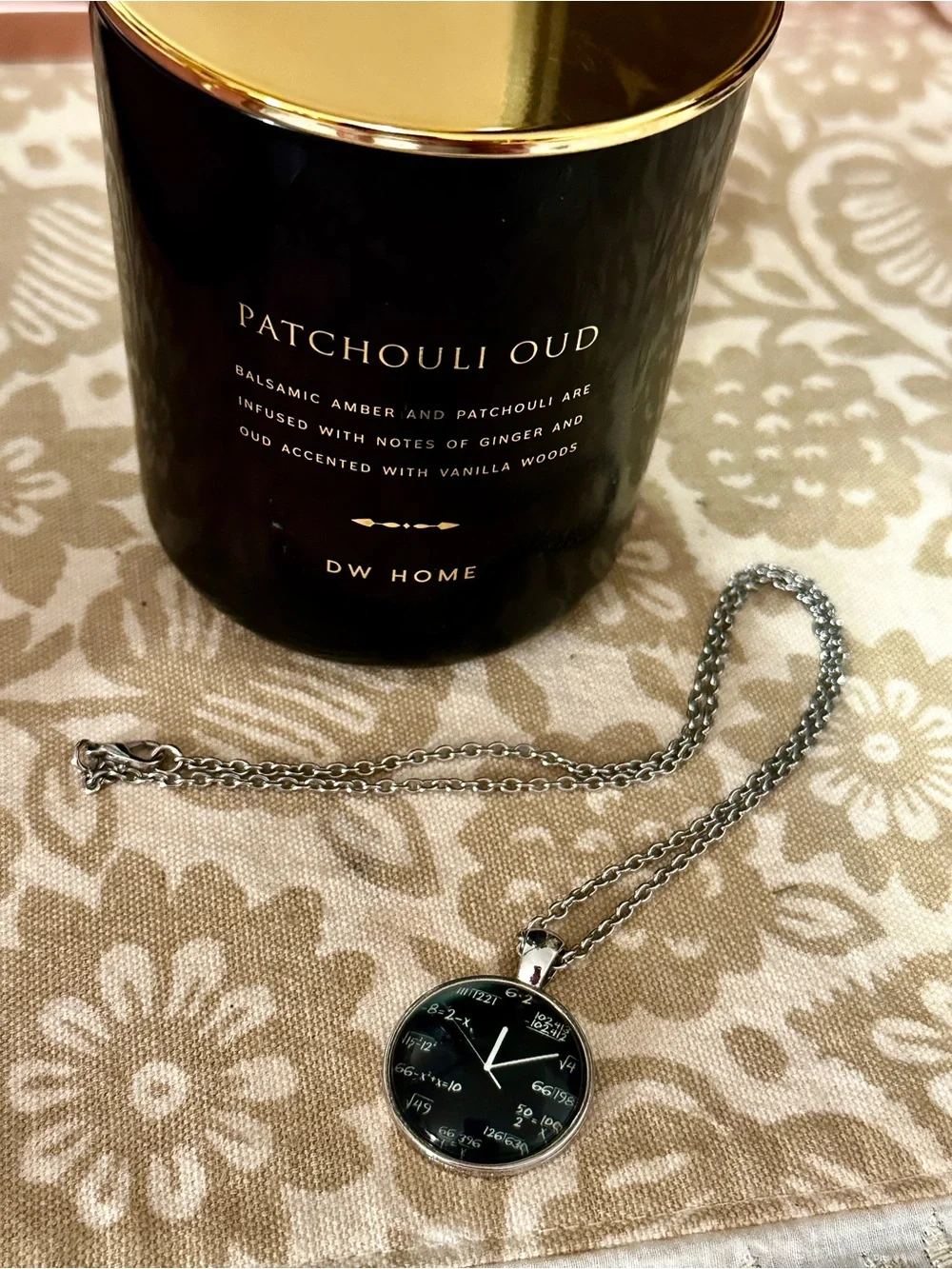 Silver Math Equation Pendant Necklace - Black Dial